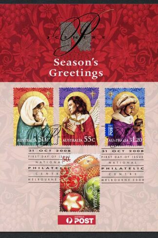 Australia SG3093/6 2008 Christmas Set Fine Used on Season Greeting Card