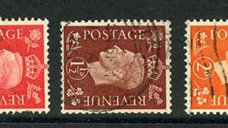 SG462a/466a KGVI Dark Colours sideways Set 5 (1d pulled perf) Cat 85.85 pounds