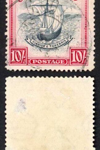 Grenada SG163b 10/- Slate Blue and Carmine Perf 14 Superb used Cat 160 pounds