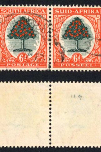 South Africa SG61 6d Die 1 Fine Used Pair Cat 50 pounds