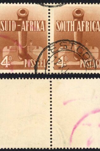 South Africa SG92a 4d Red-brown Fine used Pair Cat 42 pounds