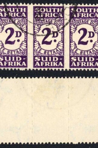 South Africa Post Due SGD32a 2d Bright Violet Superb Used Pair Cat 50 pounds