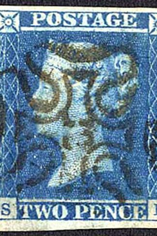 1841 2d Blue (SD) 12 in Maltese Cross (thin) Cat 550 pounds