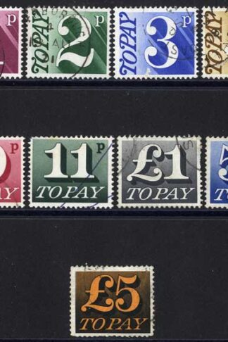 SGD77-D89 1/2p - 5.00 Set of 13 Post Due Set (3p surface fault)