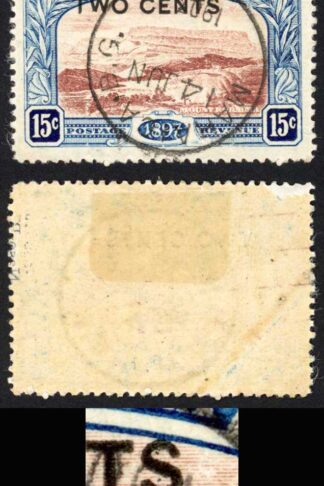 British Guiana SG224a 2c on 15c No stop after Cents fine used Cat 75 pounds
