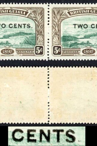 British Guiana SG222 2c on 5c Virtually no stop after Cents and deformed TW M/M