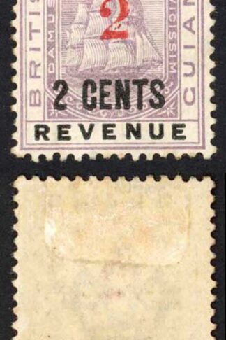 British Guiana 1888 2c Lilac surcharged locally 2 in red Barefoot 32 M/M