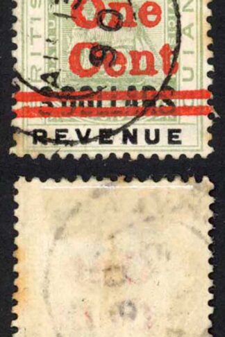 British Guiana SG209a 1c on 3 dollars opt Doubled (tone spot)