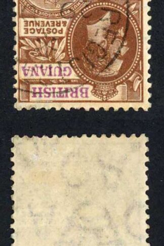 British Guiana SG261aw 4c Brown wmk INVERTED (pin hole) cat 275 m/m not cat used