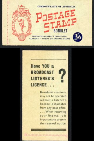 Australia SGSB32 3/6 Booklet 3 1/2d No Wmk Cat 26 pounds