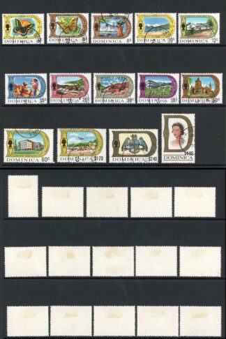 Dominica SG272/90 Set of 19 on Chalky Paper Fine Used Cat 35 pounds