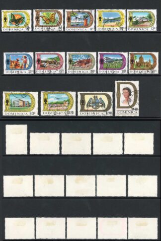 Dominica SG272/90 Set of 19 on Chalky Paper Fine Used Cat 35 pounds