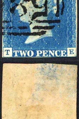 1840 2d Deep Full Blue (TE) 1844 Postmark (thin) Cat 2000 pounds