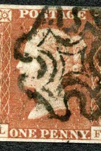 1841 Penny Red (LF) Plate 19 Very Fine Four Margins Cat 60 pounds