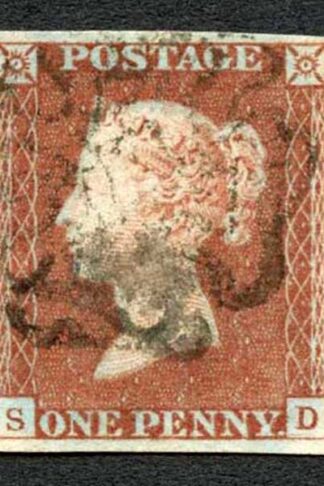 1841 Penny Red (SD) Plate 19 Very Fine Four Margins Cat 60 pounds