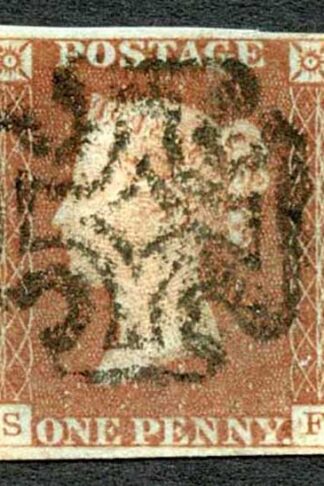 1841 Penny Red (SF) Plate 19 Very Fine Four Margins Cat 60 pounds