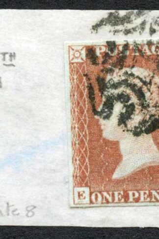 1841 Penny Red (EH) BLACK Plate 8 SUPERB Four Margins Cat 240 pounds