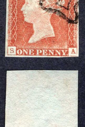1841 Penny Red (SA) Plate 38 Worn Plate Four Margins CLEAR PROFILE Cat 100 poun