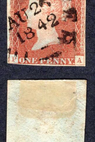 1841 Penny Red (PA) Plate 23 Town Datestamp Four Margins (Just) Cat 700 pounds