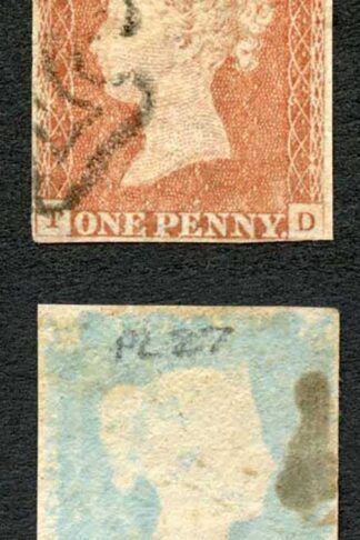 1841 Penny Red (TD) Plate 27 Fine Four Margins Cat 60 pounds