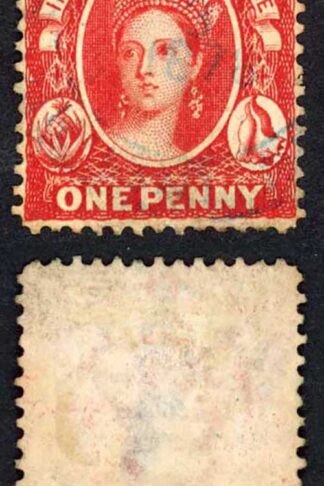 Bahamas SG33x 1d Scarlet- Vermilion (Oct 78) Wmk CC (Rev) Perf 14 BLUE Fiscal p