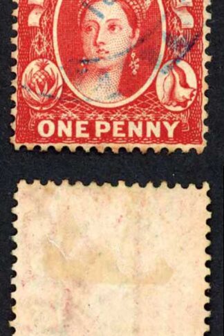 Bahamas SG33x 1d Scarlet- Vermilion Jan 79 Wmk CC (Rev) Perf 14 BLUE Fiscal pmk