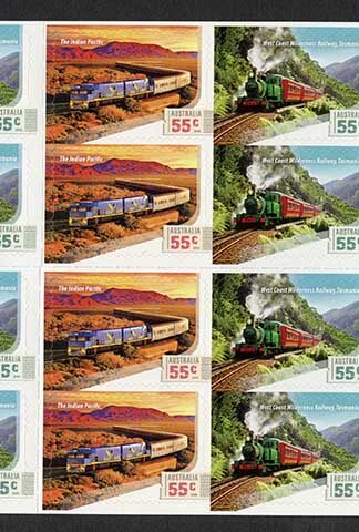 Australia SG3389b 2010 Railway Journey Self Adhesive Booklet Pane U/M