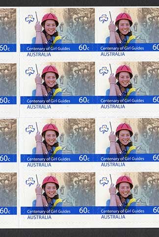 Australia SG3477a 2010 Centenary of the Girl Guides Self Adhesive Pane U/M