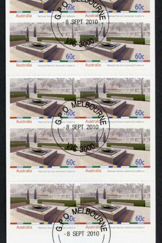 Australia SG3481a 2010 60c National Service Memorial Self Adhesive Pane Fine Us