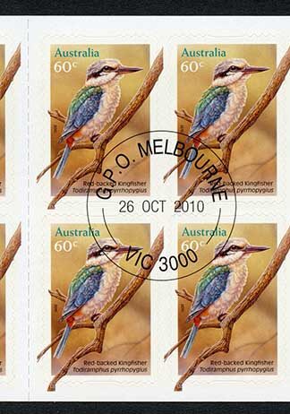 Australia SG3059a 2010 Australian Kingfisher Self Adhesive Booklet Pane Fine Us
