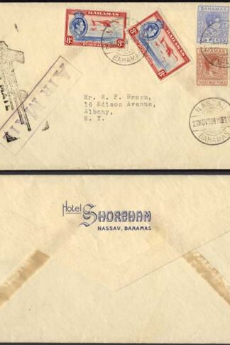 Bahamas KGVI Mixed franking cover airmail cover