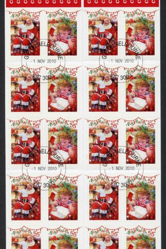 Australia SG3520a 2010 Dear Santa Christmas Self Adhesive Pane Fine Used