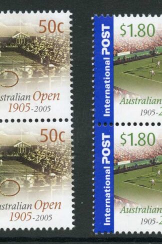 Australia SG2465/6 2005 Australian Open Tennis Championships Set Blocks of 4 U/M
