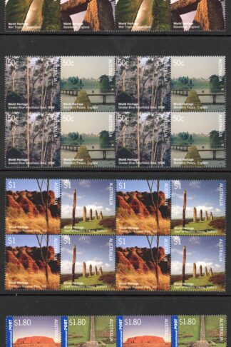 Australia SG2502/9 2005 Joint Issue with UK World Heritage Sites Set in Blocks