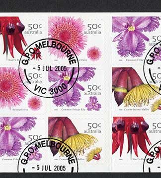 Australia SG2534d 2005 Wildflowers (1st series) Self Adhesive Pane of 20 Fine U
