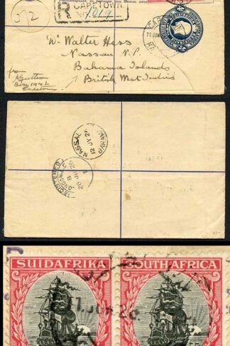 Bahamas Registered letter from South Africa to Nassau
