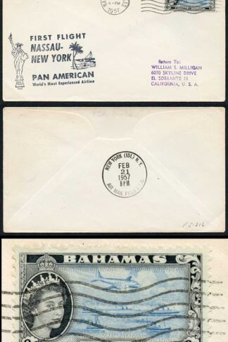 Bahamas QEII 21st Feb 1957 First Flight Nassau to New York