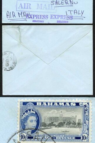 Bahamas QEII 10d x 2 on Express Delivery cover to England