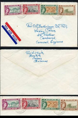 Bahamas QEII mixed franking cover to the UK with Parish Harbour CDS