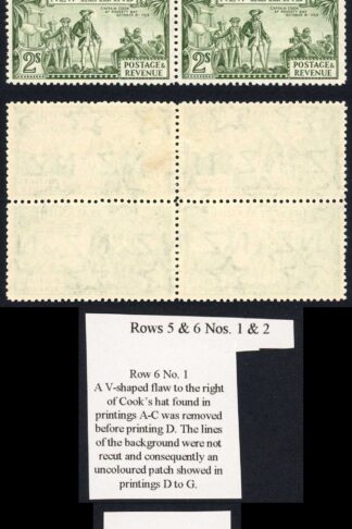 New Zealand SG589d/da 2/- olive-green perf 12.5 with varieties