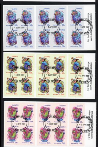 Australia SG2796a/807a 2007 Signs of the Zodiac Set of 12 S-A Panes Fine Used