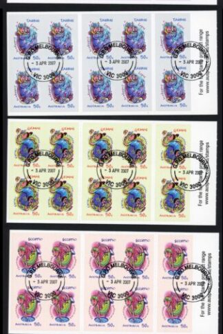 Australia SG2796a/807a 2007 Signs of the Zodiac Set of 12 S-A Panes Fine Used