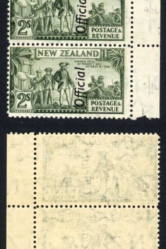 New Zealand SGO132c 2 /- OFFICIAL U/M Pair with Varieties Cat 160++ pounds