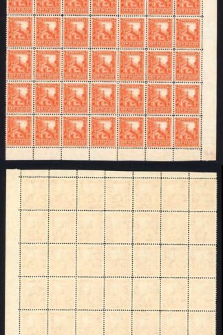 New Zealand SG580c 2d Orange Multiple Wmk Line Perf 14 Block of 70 Cat 2100++