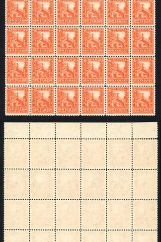 New Zealand SG580c 2d Orange Multiple Wmk Line Perf 14 Block of 42 Cat 1260++