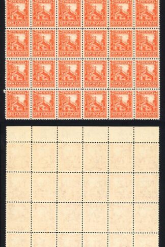 New Zealand SG580c 2d Orange Multiple Wmk Line Perf 14 U/M Block of 30 Cat 900+