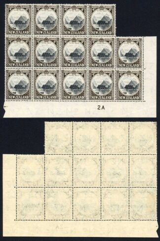 New Zealand SG583d 4d Multiple Wmk Perf 14 x 14.5 Plate Block of 14