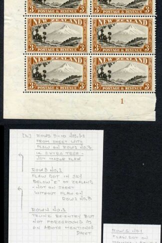 New Zealand SG590c 3/- Mult Wmk Perf 14 x 13.5 Plate Block of 16 U/M