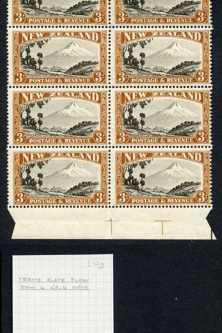 New Zealand SG590c 3/- Mult Wmk Perf 14 x 13.5 Block of 20 (16 x U/M)