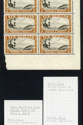 New Zealand SG590c 3/- Mult Wmk Perf 14 x 13.5 Block of 20 (16 x U/M)